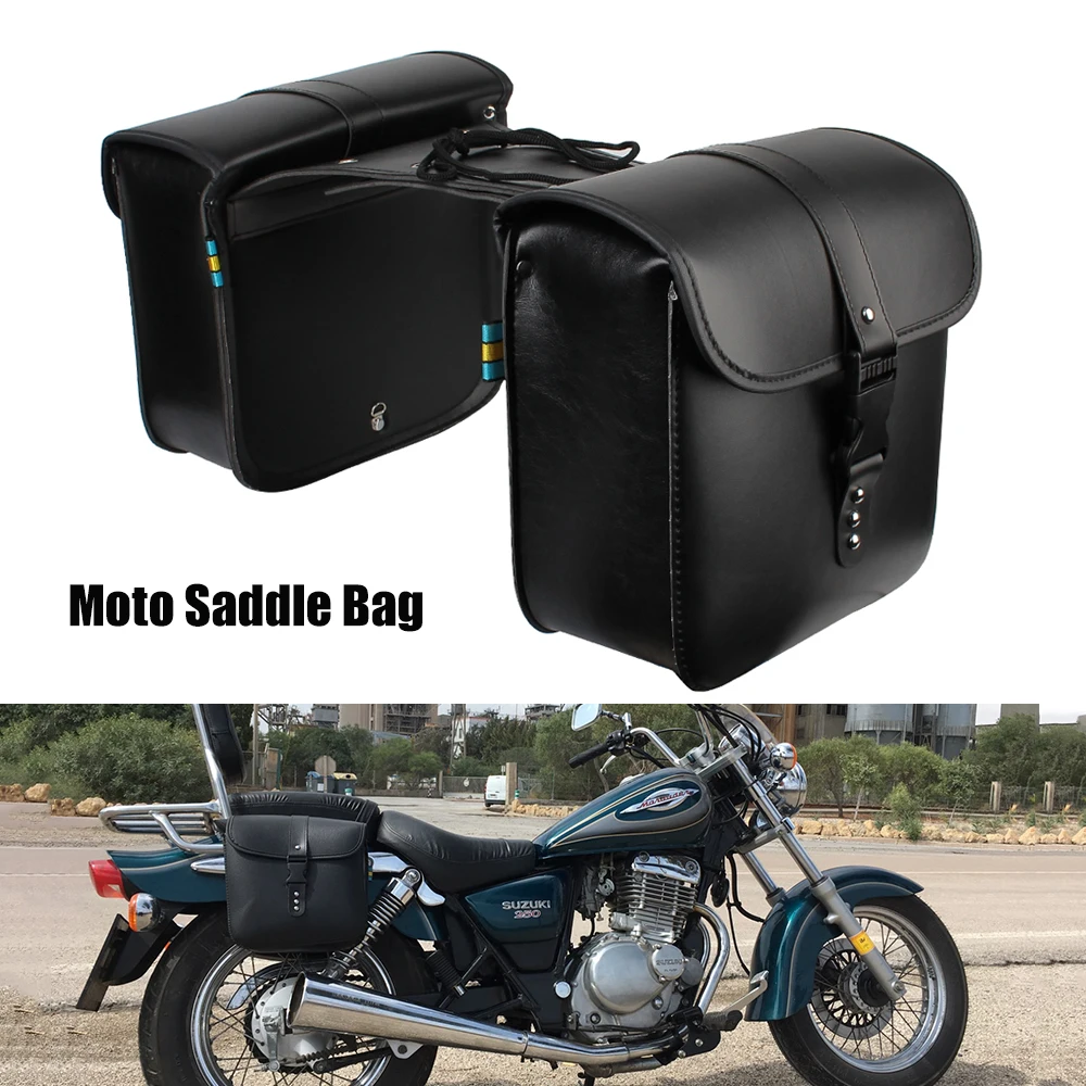 Motor Tail Luggage Suitcase PU Leather Motorcycle Riding Travel Tank Bag Side Luggage Saddle Bag Motorcycle Storage Tool Bag