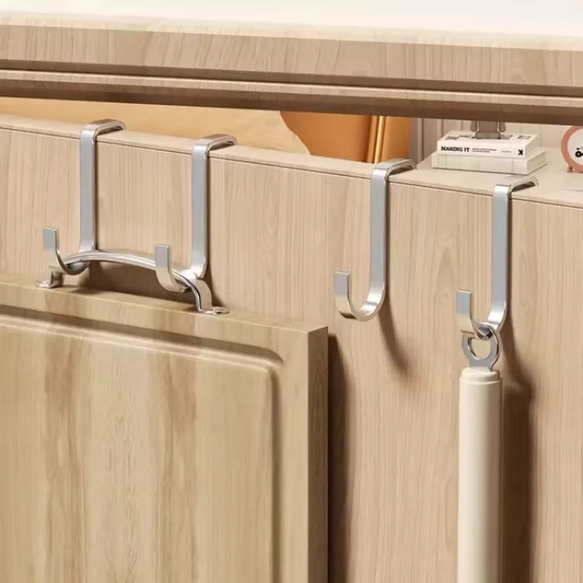 304 Stainless Steel Hook Multi-Purpose Hook Free Punching Double S-Shape Hook Kitchen Bathroom Door Back Coat Towel Storage Rack