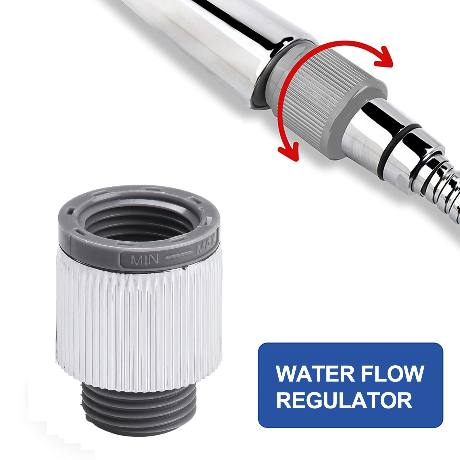 Water Flow Regulator for Shower Use with Adjustable Drip Control and Straight Stream Water Pressure Adjustment
