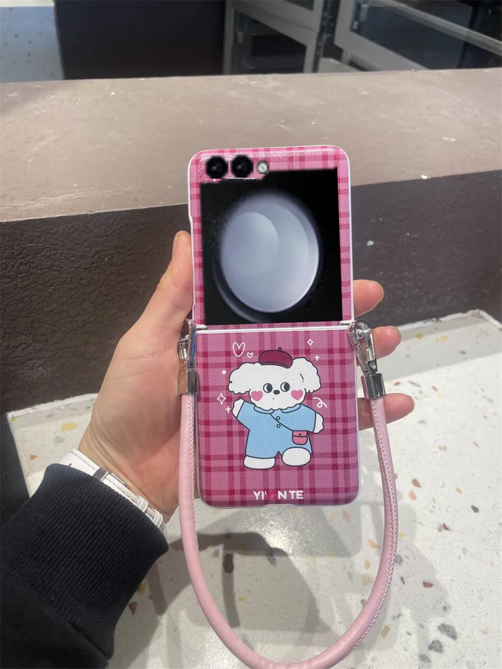 Korean Cute Cartoon Teddy Rose Hinge Case For Samsung Galaxy Z Flip6 Case Z Flip5 4 3 Cover Xiaomi Mix Flip Razr50 Ultra Cover