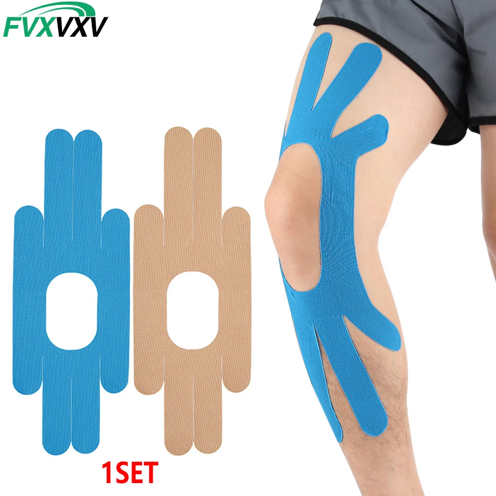 1Set Pre-Cut Kinesiology Tape – Waterproof & Elastic, Breathable Latex-Free Cotton Athletic Tape – Provide Support & Stability