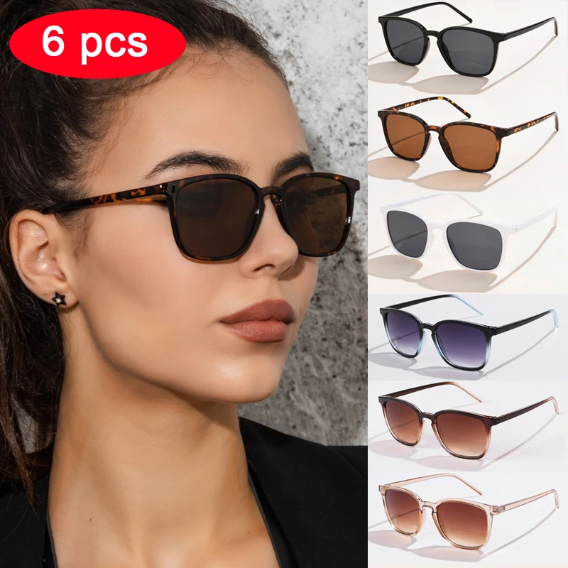 6pcs/4pcs/3pcs Square Small Sunglasses Women Rectangle Frame Purple Colorful Sun Glasses Female Y2K Retro Gradient Shades UV400