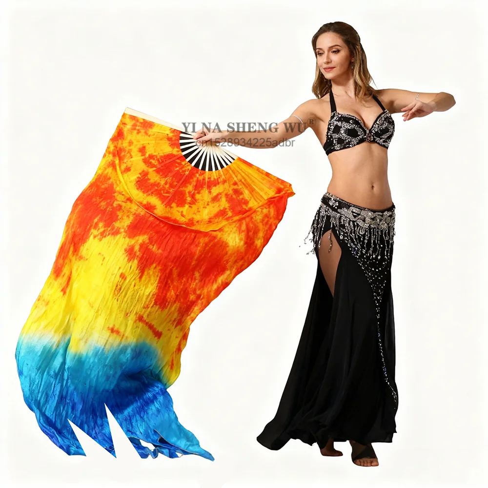 180x114cm 染色済み 100% シルク ファンベール 女性用 ベリーダンス パフォーマンス ファン ベリーダンス衣装とアクセサリー ファイヤーファン 1ペア