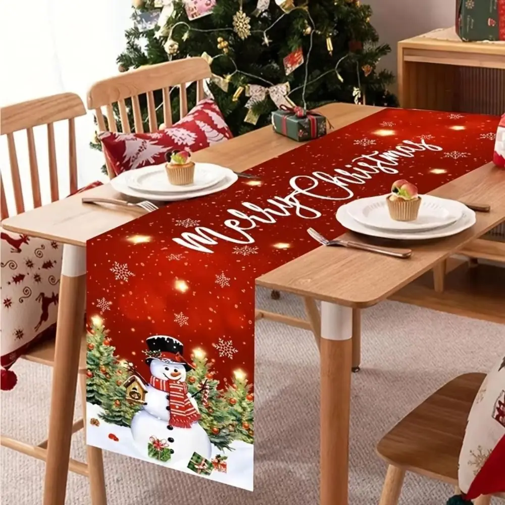 New Year Christmas Table Runner Santa Claus Elk Christmas Tablecloth Navidad Gift Snowman Merry Christmas Decorations