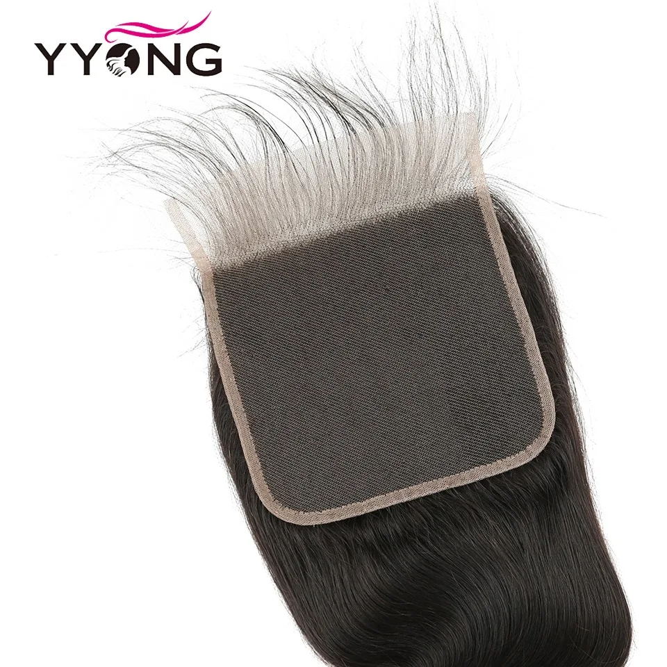 Tissage en lot brésilien naturel avec closure-YYONG, cheveux Remy, Body Wave, 6x6, 3/4