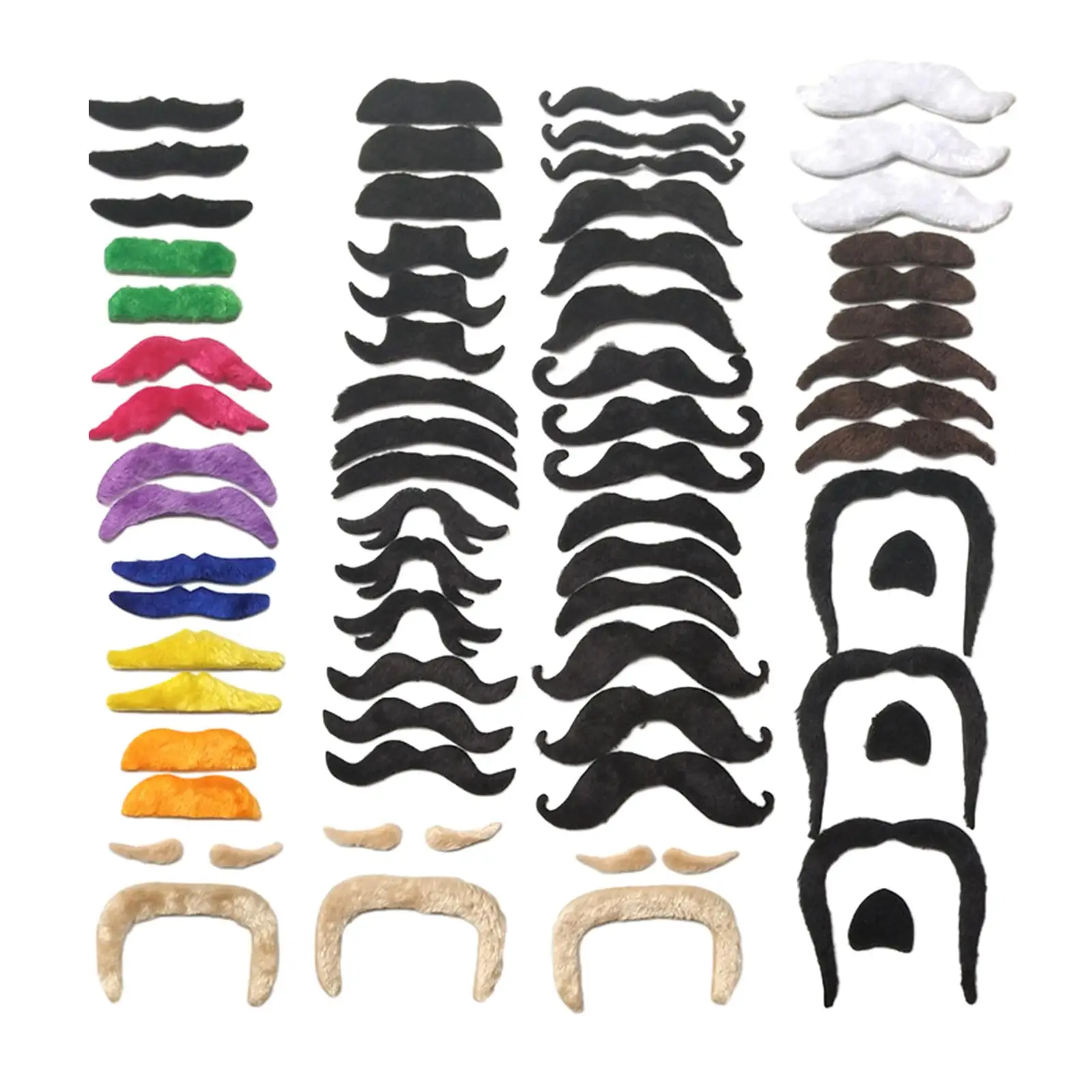 66x Fake Mustaches Hairy Beard Kids Adults 24 Designs Fake Beards Costume