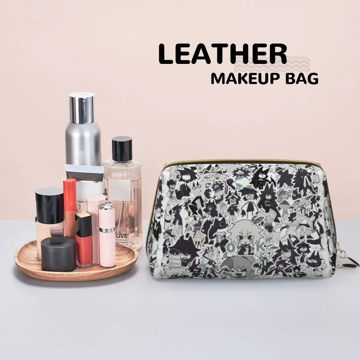 Cartoon Miss Circle Women Cosmetic Bags Travel Makeup Organizer Pouch Toiletry Storage Dopp Kit Box