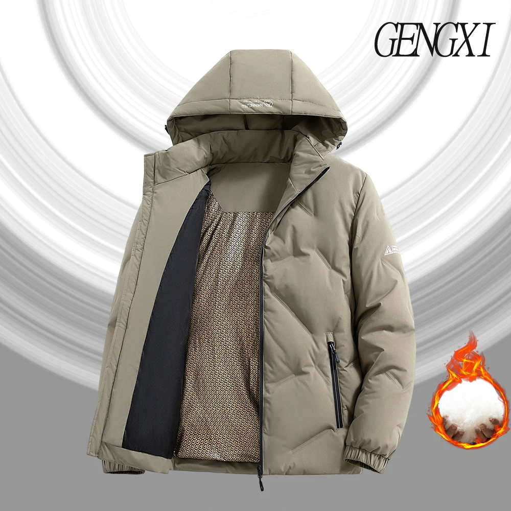 وصول شتاء جديد: سترة رجالية مقاومة للماء باللونين الأسود والذهبي مقاومة للرياح ودافئة من ريش البط الأبيض ملابس غير رسمية عصرية