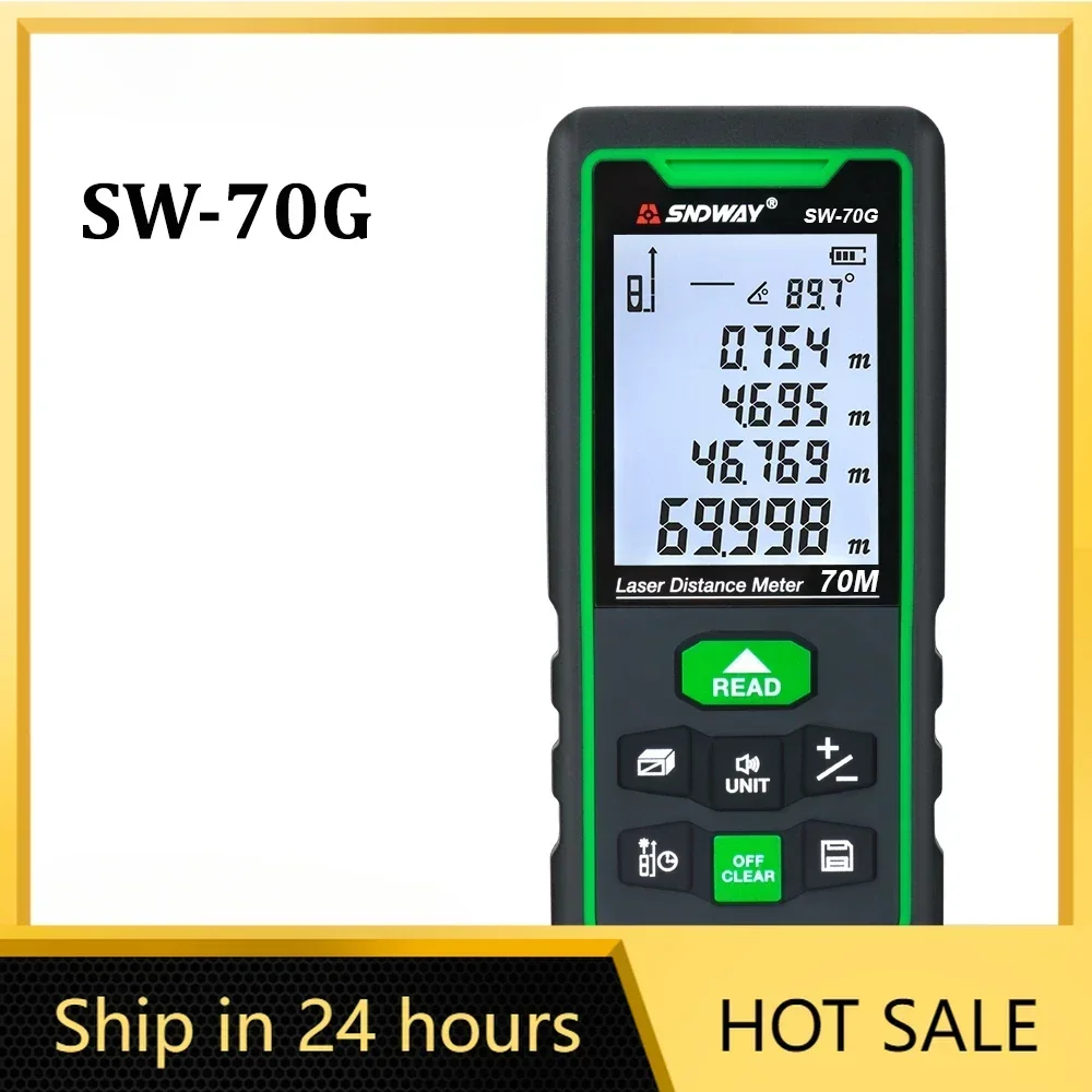 SNDWAY Digital Laser Distance Meter Rangefinder Tape Measure Electronic Level Ruler 100m/70m/50m Roulette Range Finder