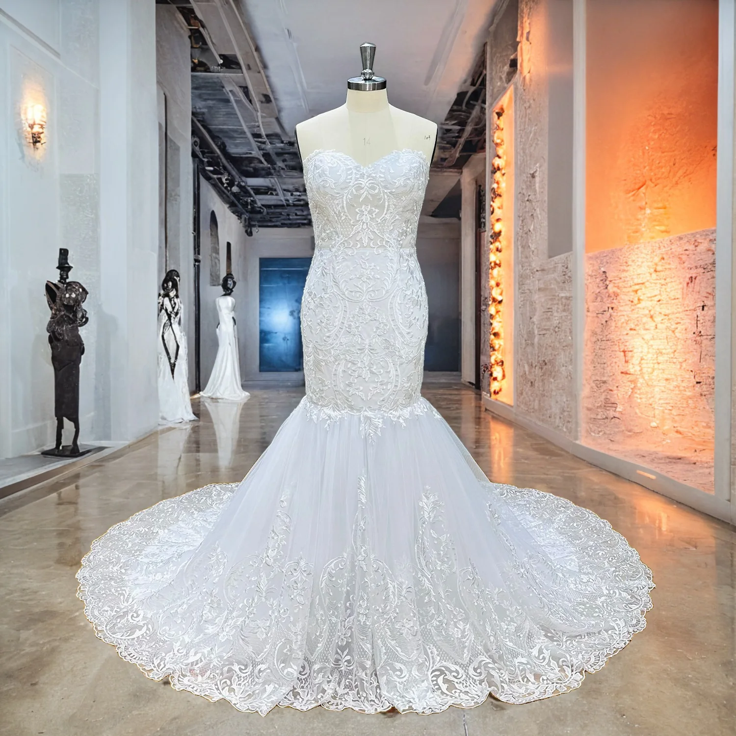 

New Arrival Sweetheart Neck Mermaid Wedding Dresses Off the Shoulder Vestidos De Novia Lace Up Back Vintage Robe Mariage
