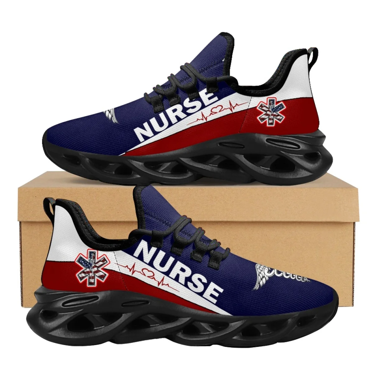 INSTANTARTS Nurse Ambulance EMT EMS Print Women Casual Sport Shoes Mesh Breathable Sneakers Nursing Shoes Lightweight Footwear