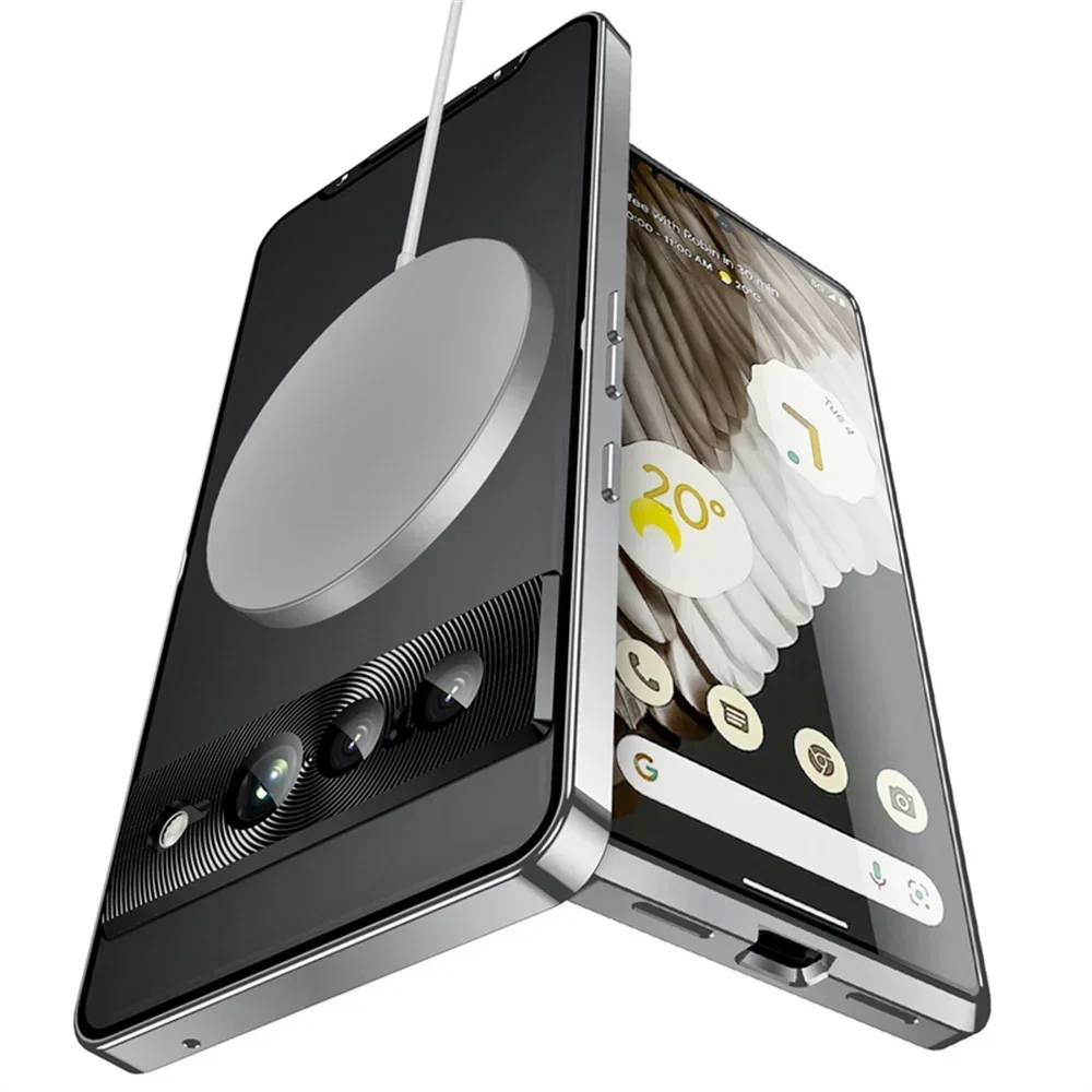 Wstrząsoodporne metalowe etui pancerne do Google Pixel 7 8 9 Pro XL Etui Magsafe Aluminum Frame Matte PC Cover do Google Pixel 7A 8A Case — zdjęcie produktu 2