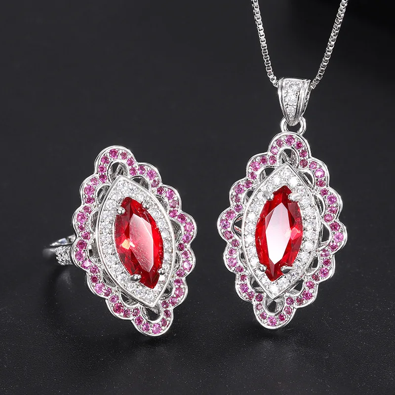 

New Year's New Ring Jewelry Retro Trend Necklace for Women Red Pendant Wholesale