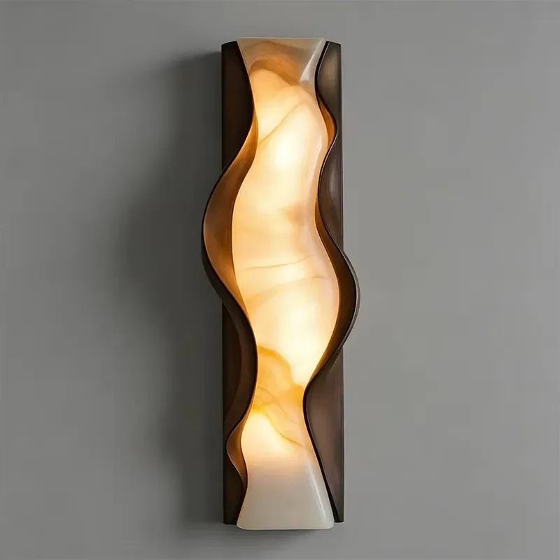 Postmodern marble long wall lamp creative living room background wall model room hotel wall lamp