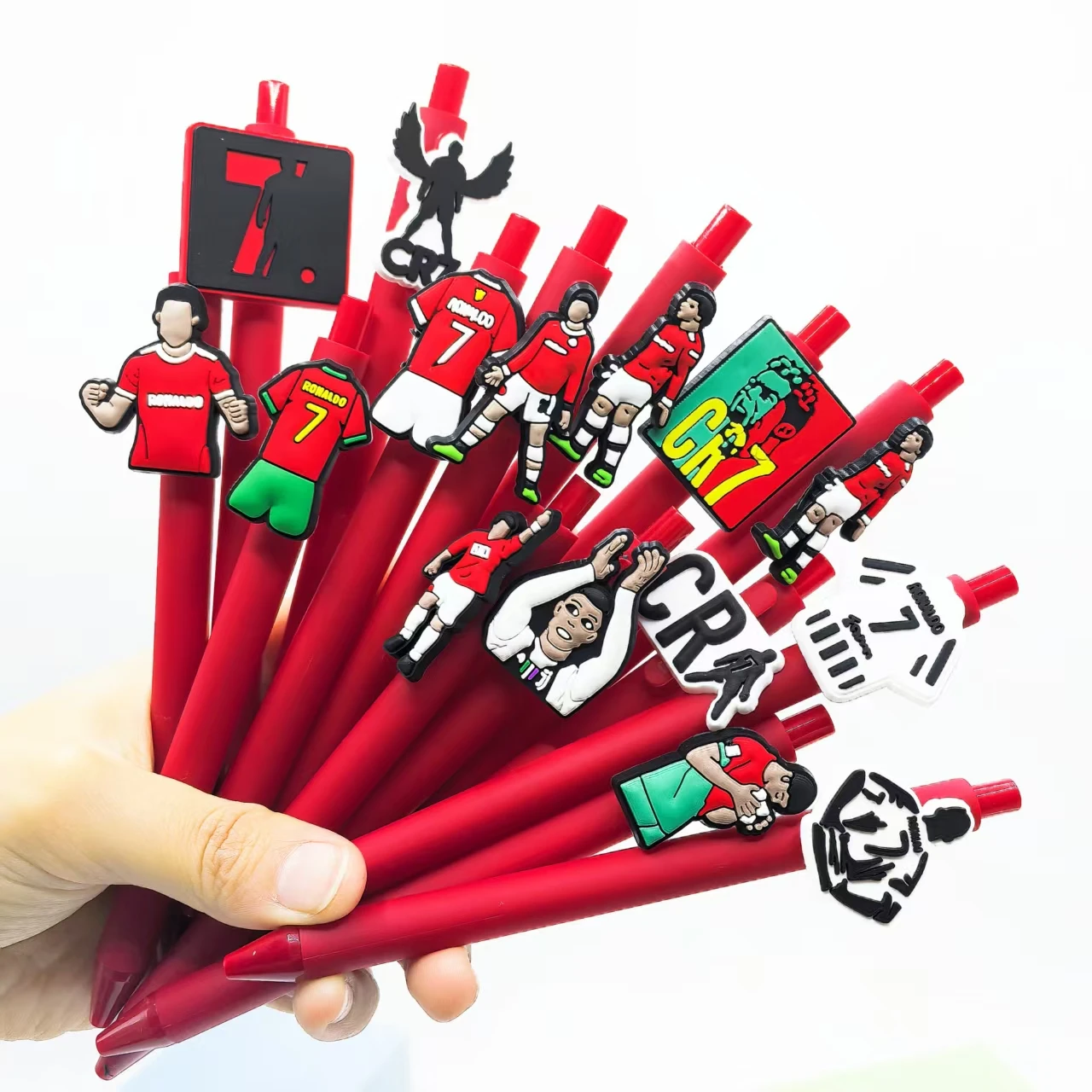15/20PCS red series football pen, fan CR7 shape ballpoint pen, love football gift pen, random style