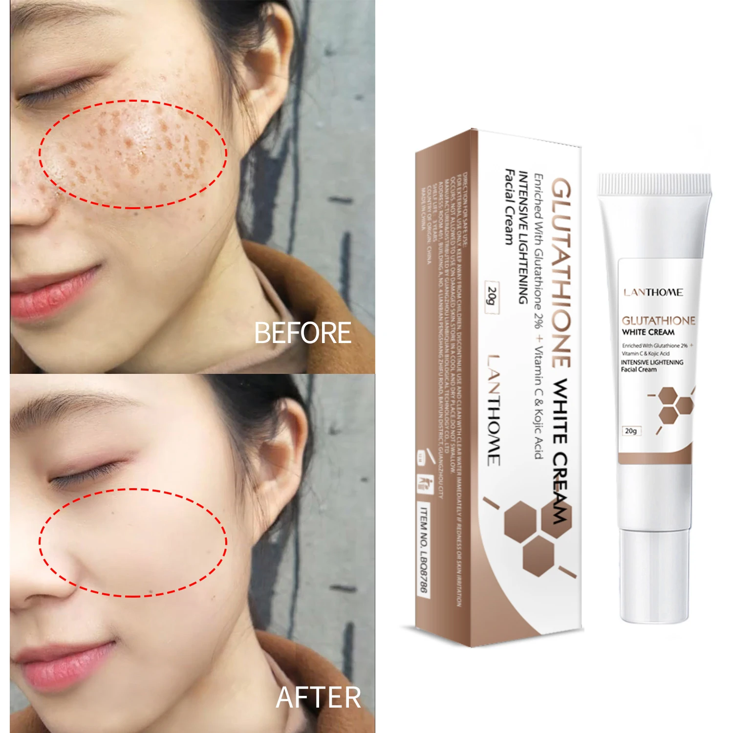 

Glutathione Cream for Skin Whitening Freckle Removal All Natural and Safe Formula for Evening Skin Tone and Reducing Dark Spots