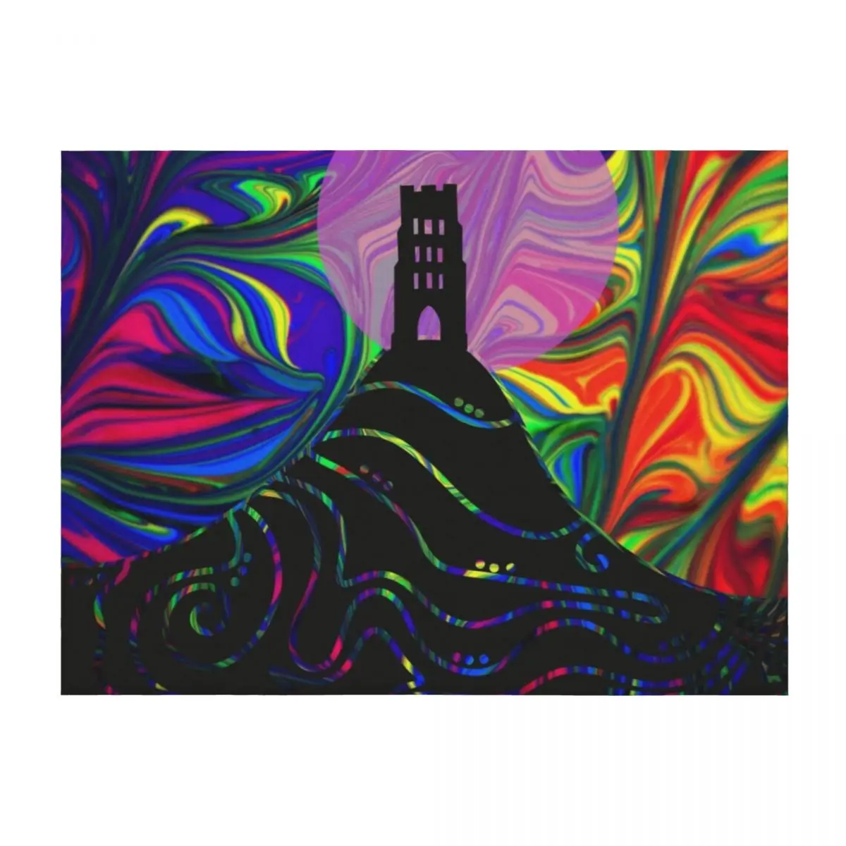 

Magic Glastonbury Tor Rainbow Throw Blanket Thins Picnic Soft Beds Winter beds Blankets