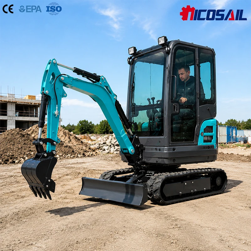 Mini Excavator Machine Small Excavator 2 Ton Crawler Digger for Agriculture Landscaping and Property Maintenance
