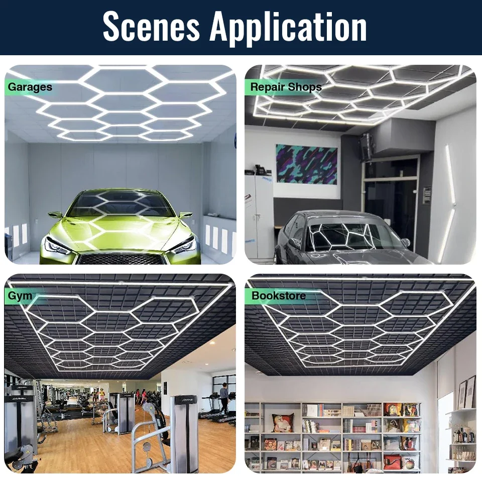 LED Hexagon Lights Garage Lamps Lighting Tube AC85-265V Ceiling Lights LED Lighting Plastic Safety For Garage Factory Market GYM