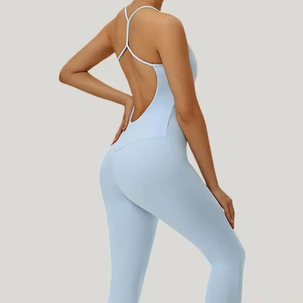 

New U Back One-piece Women Sports Bodysuits Yoga Rompers Backless Sportswear Women Sleeveles Workout Jumpsuit Female Clothes