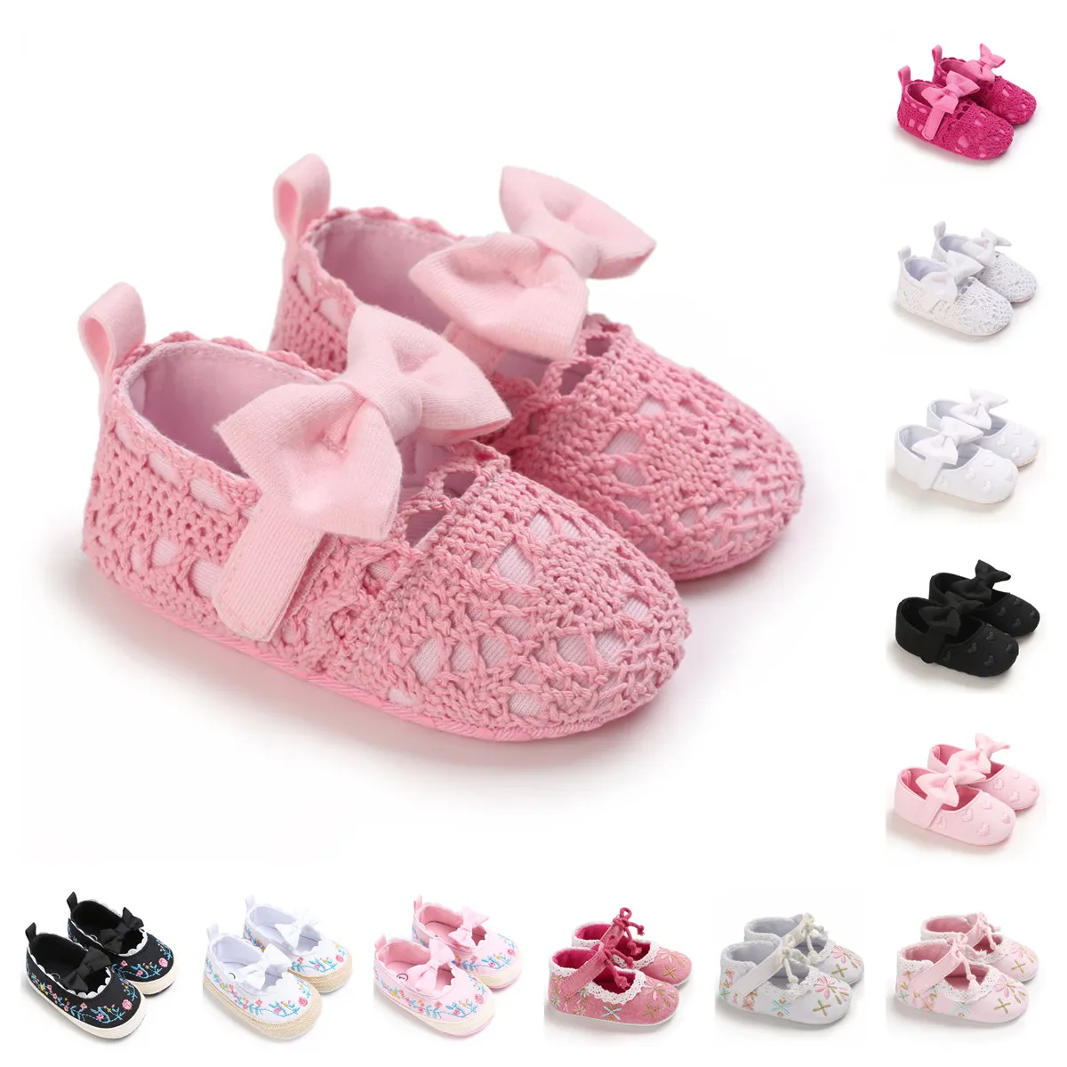 New Spring And Autumn New Baby Girl Non-slip Toddler Shoes Baby Cute Bow Shoes Baby Girl Chinese Style Embroidered Shoes