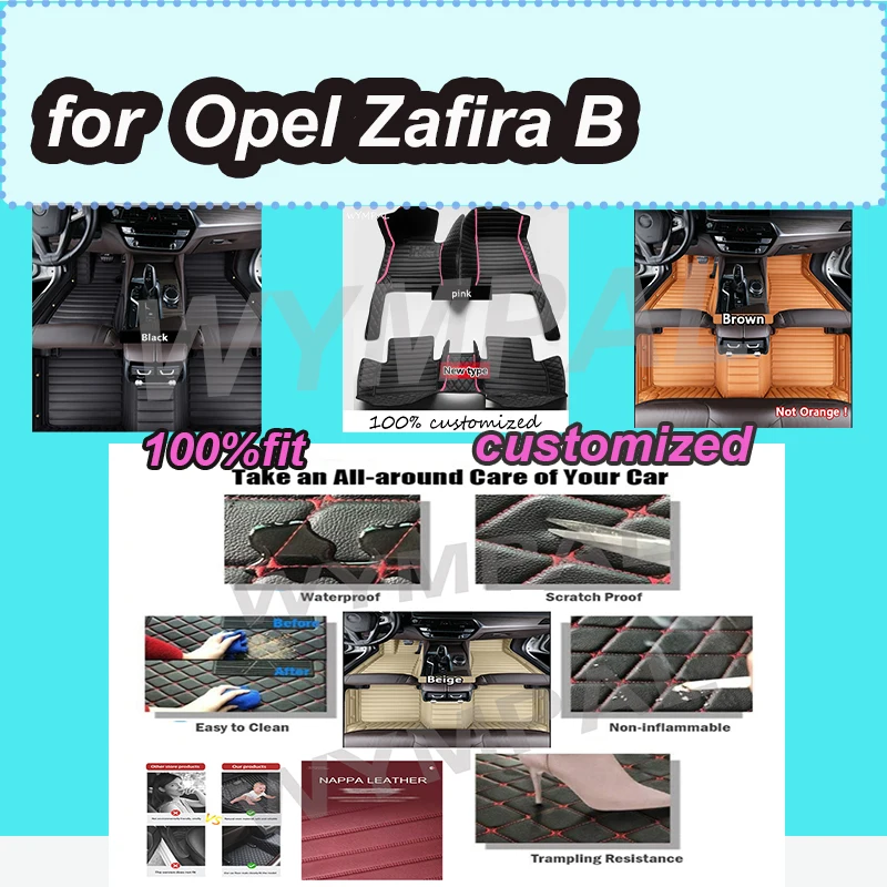 

LUXURYCustom Automotive Car Floor Mats For Opel Zafira B 2005 2006 2007 2008 2009 Auto Luxury Leather