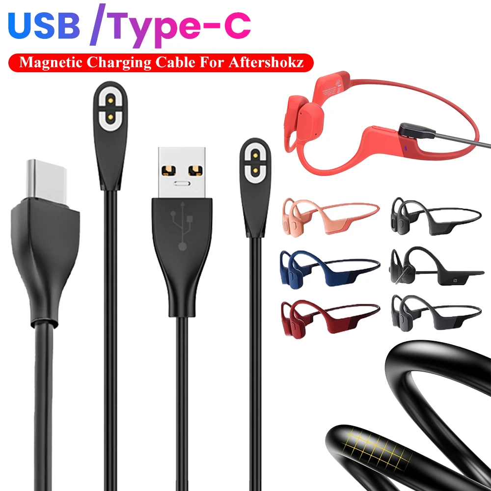 Magnetic Charger Cord USB /Type-C Charger Connector Power Cord for Aftershokz Headphones for Shokz OpenRun/OpenRun Mini/OpenComm