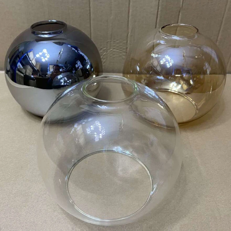 D13cm D15cm D18CM D20cm D25cm Hand Blown Clear Glass Globe Lamp Shade Replacement with 2 Ends Opening Glass Cover Ball Lampshad