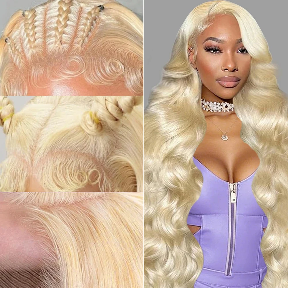 613ブロンドボディウェーブ13x6 HDレースフロント100%人毛ウィッグ30インチ36インチハニーカラーレースクロージャーフロントウィッグ黒人女性用
