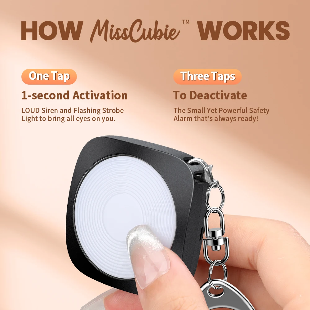 Wsdcam Personal Safety Alarm Type-C Charging LED Emergency Night Light 130dB Self Defense Alarm with Key Chain Press Tap Alarm