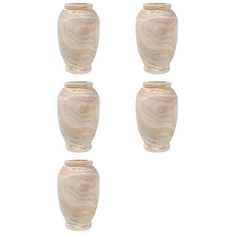 AAAF 5X Wooden Vase Decoration Living Room Table Solid Wood Ware Flower Bottle Ornament Home Decoration
