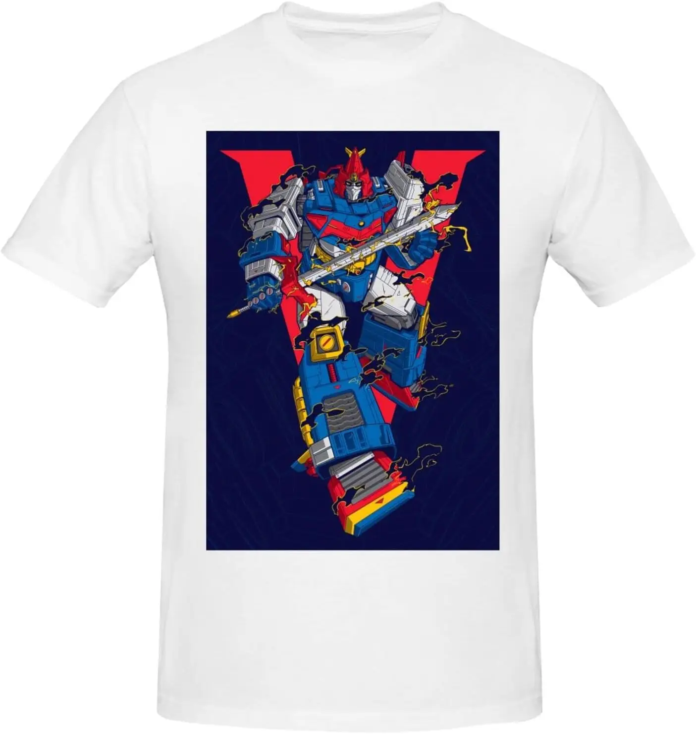 Voltes V Shirt Men's Personalised Crew Neck Short Sleeve T Shirt Cool Casual Tops Deep Heather