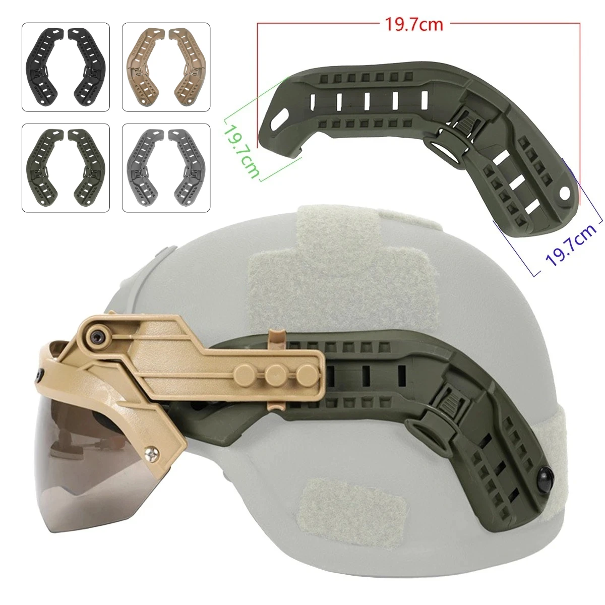 1 Set Tactical MICH2000 FAST Helmet ARC Side Guide Rails Set Rail Mount for Hunting Paintball Air**ft Helmet Accessories