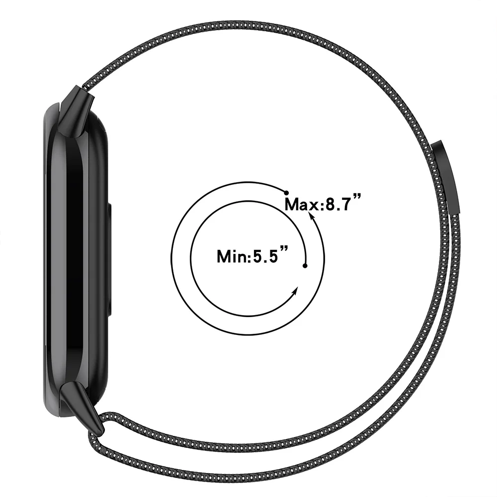 샤오미 스마트 밴드용 밀라노 루프, 9-NFC 스트랩, 스포츠 손목 밴드, Miband8 스마트워치 교체 팔찌, Mi band 8 액세서리