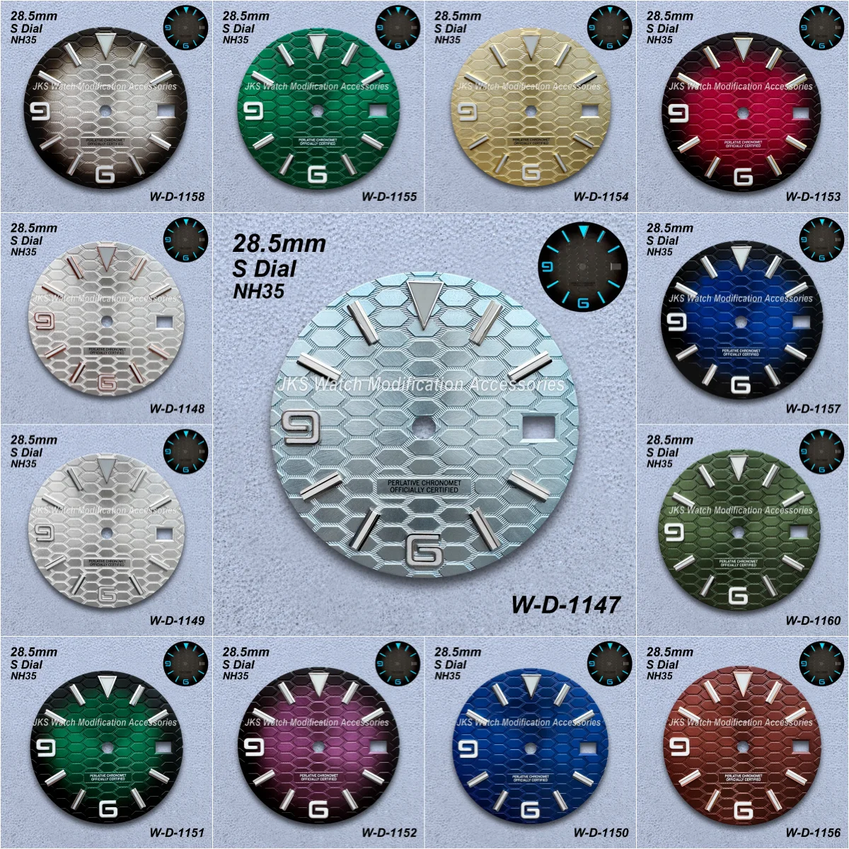 28.5mm Diving S Dial Fit NH35/NH36/4R/7S Japanese Movement Ice Blue Luminous High-Quality Watch Modification Accessories