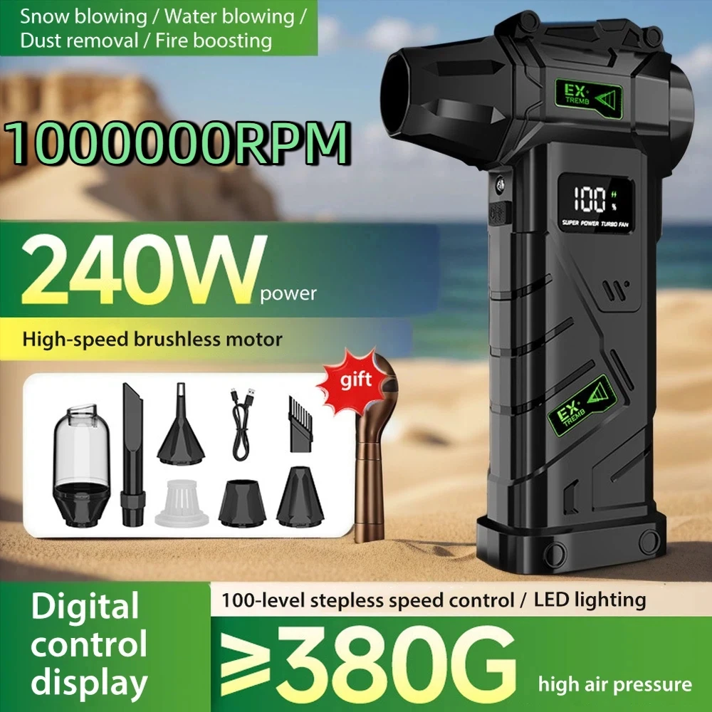 

2026 New Powerful Violent Fan 990000RPM Turbo Air Blower 380G Thrust High Speed Brushless Turbo Jet Blower With LED Lighting