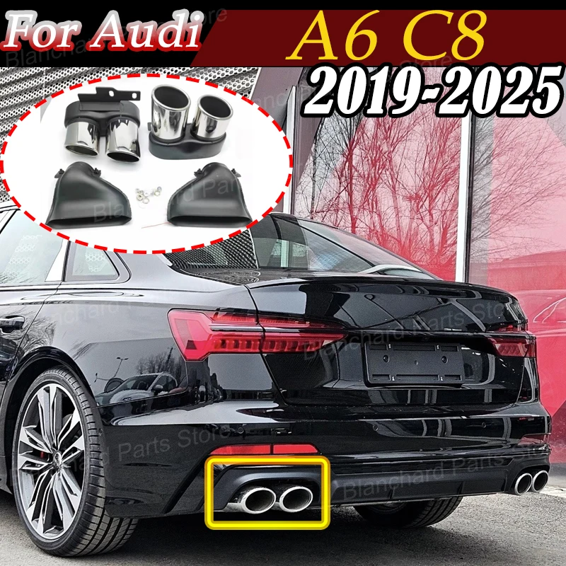 Auspuff-Endrohr für Audi A6 C8 2019 bis 2025 Schalldämpfer-Upgrade S6 Auspuffblende Edelstahl Modifikation Exterieur