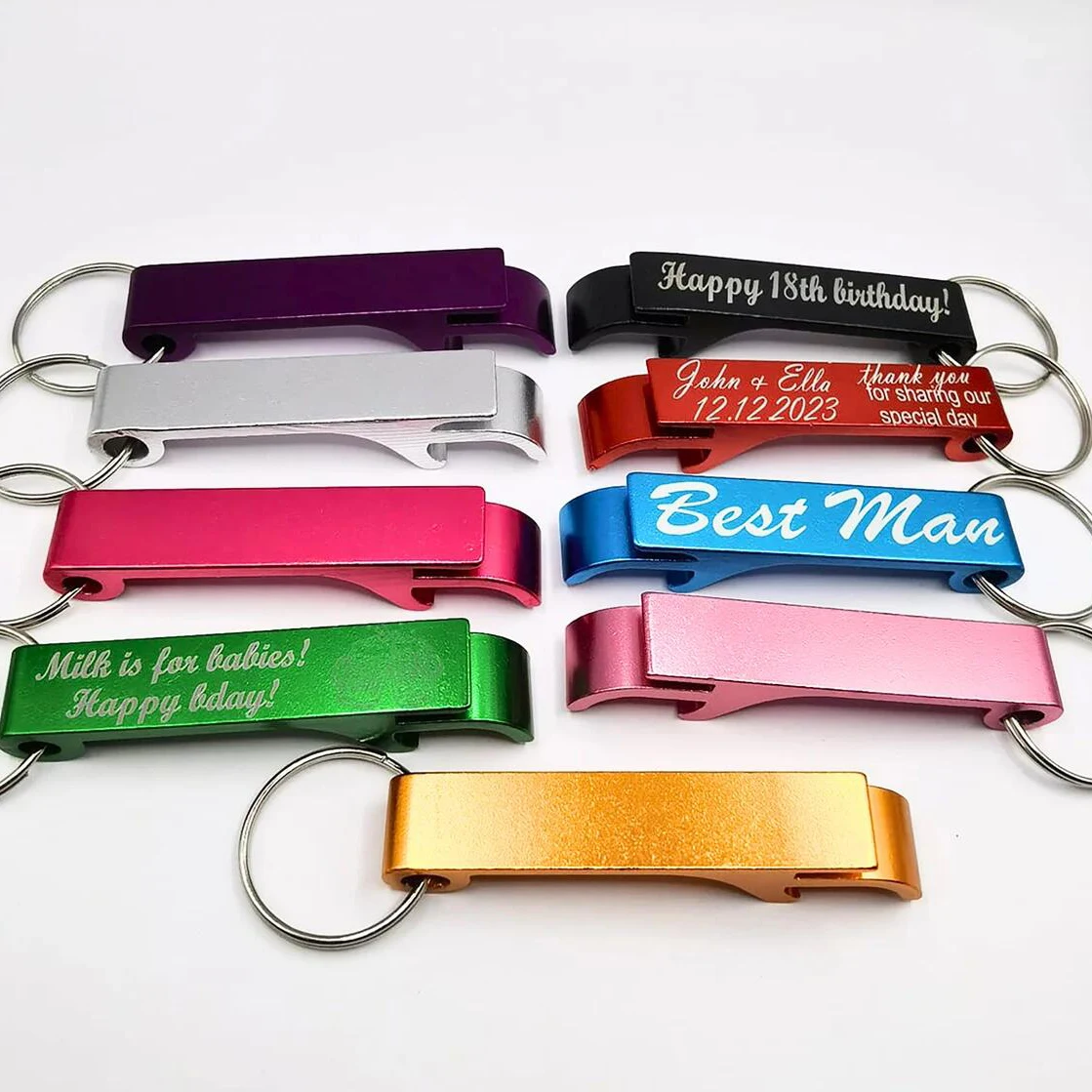 100* Personalized Portable Bottle Opener Key Chain Wedding Favors Custom Brewery, Hotel, Restaurant Logo Promotional  Giveaways