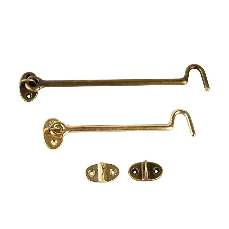 

Antique 10PCS Solid Brass Thicken Cabin Hook and Eye Latch Lock Window Shed Gate Door Catch Silent Holder with Screws