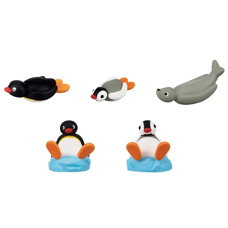 Japanese Genuine Gacha Scale Model Cute Pingu Winter Dabble Play Ice Scene Desktop Decoration Action Figure Toys