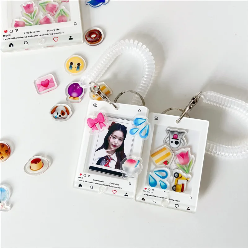 Simple INS Acrylic Frame Small Emoticon Decorative Pendant with Rocking Music Keychain DIY Guka Keychain Customization