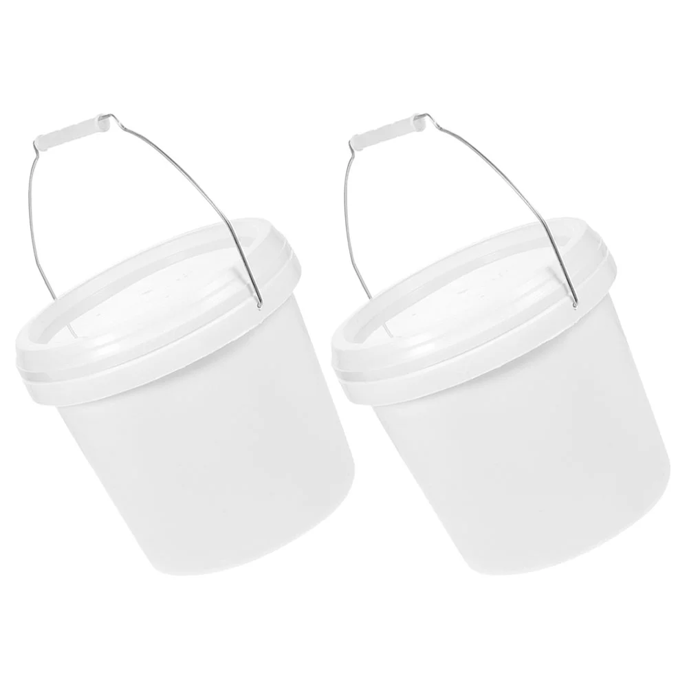 

2 Pcs Paint Buckets Practical 4L Liter with Lid Color Mixing Favor Containers Coating Pigment