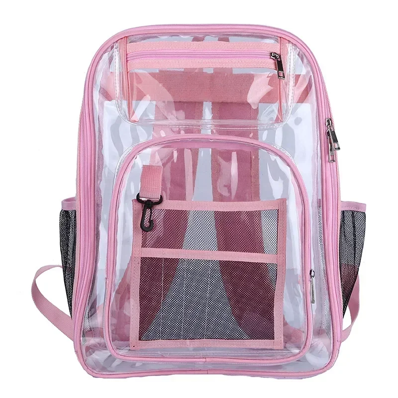 PVC Transparent Backpack,See Through Multiple Pockets Large Capacity Bookbag for Concert Work Security Travel Festival