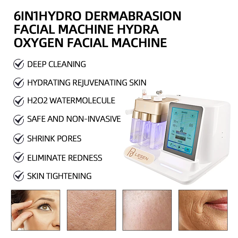 6-in-1 Hydrodermabrasion Peeling Beauty Machine Pore Deep Cleansing Exfoliating Skin Firming Hydrodermabrasion Facial Spa Massag