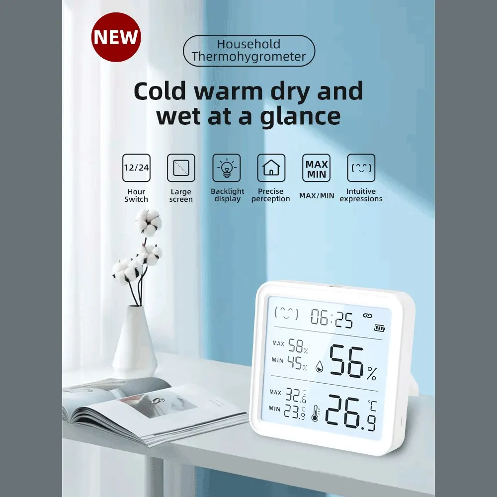 Tuya Wifi Temperatur Feuchtigkeit sensor für Smart Home Hintergrund beleuchtung Hygrometer Thermometer kompatible Bluetooth App Fernbedienung