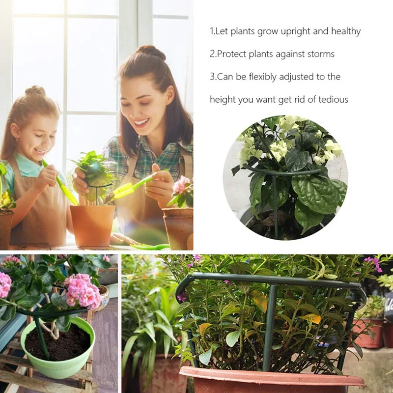 10 Pack Plant Support Plant Stakes, Plastic Half Round Plant Support Ring Plastic Plant Cage Holder Flower Pot Climbing Durable