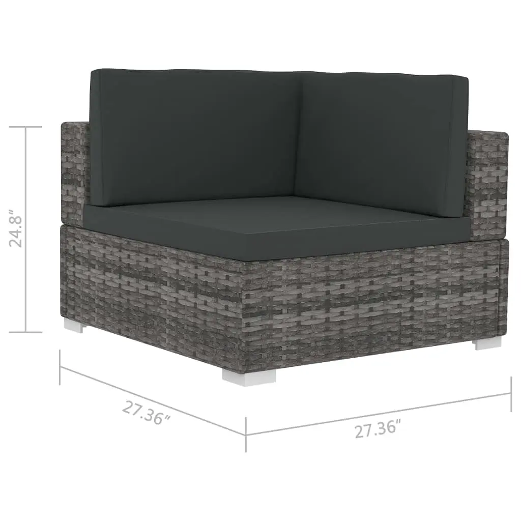 2-Piece Gray Poly Rattan Patio Sofa Set with Cushions, Modular Outdoor Sectional for Porch Lawn, Customized