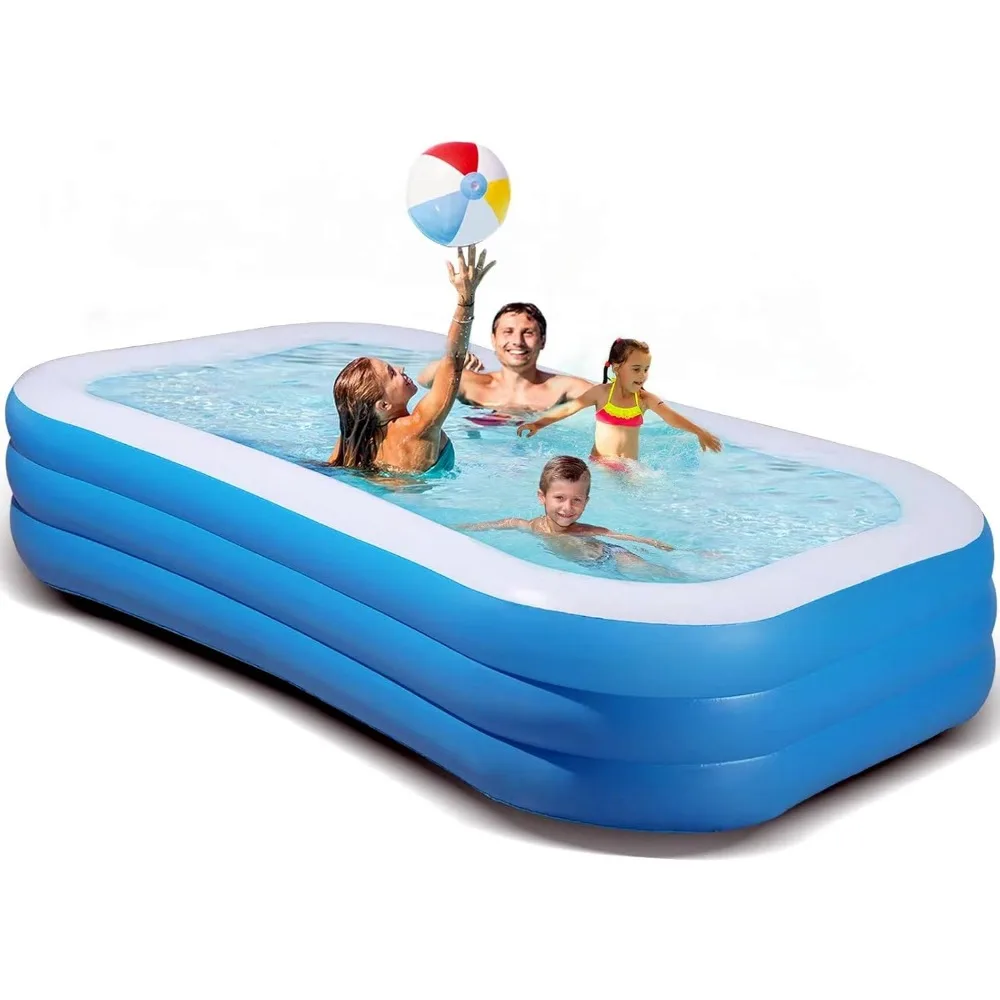

Inflatable Swimming Pool, Blow up Pools, Above Ground Swimming Pool for Family, 103 x 69 x 24 inch Full-Sized Inflatable Pool fo