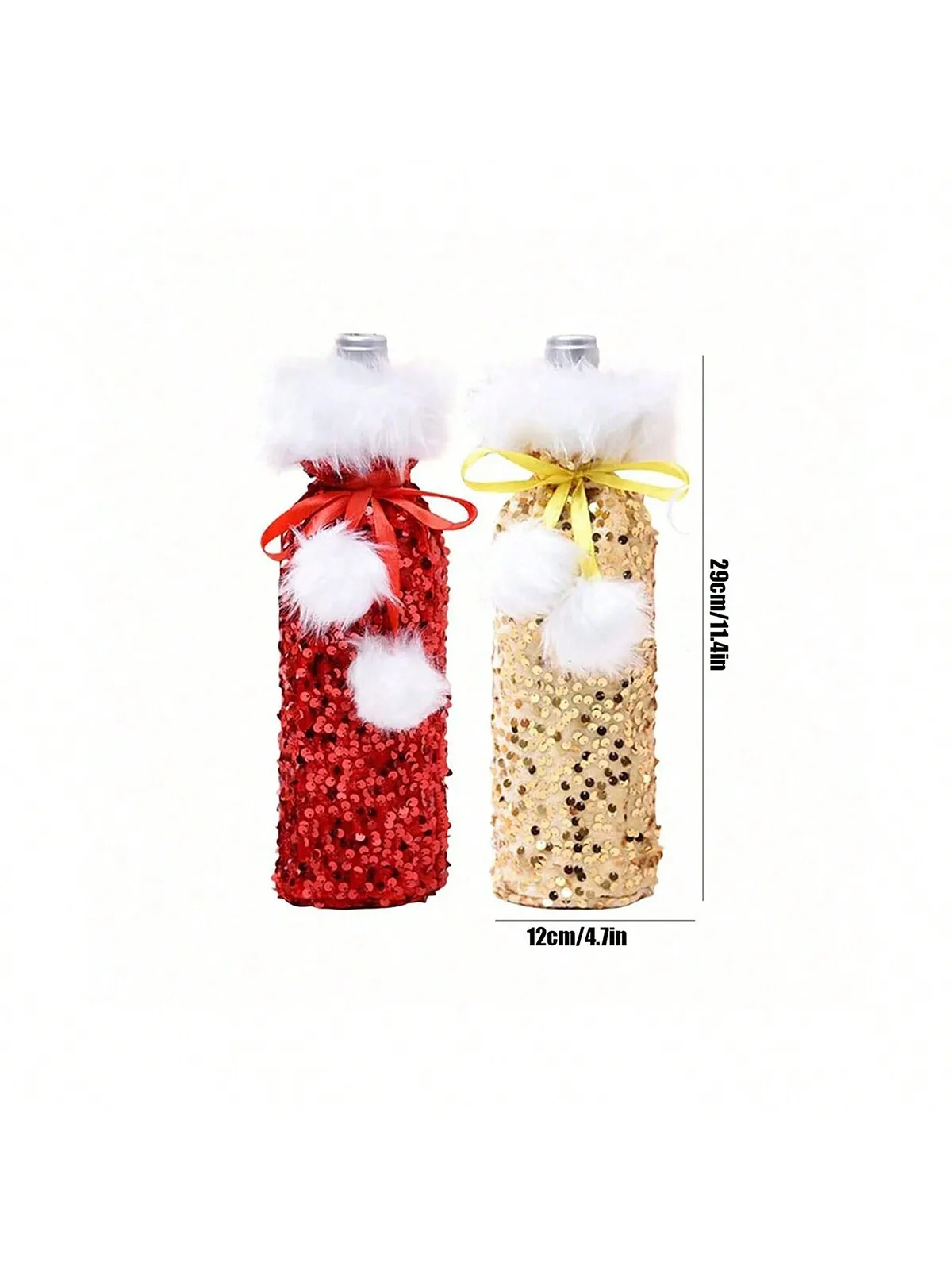 1 Piece Christmas Decorative Shiny Sequin Plush Wine Bottle Cover for Hotel Dining Table Decoration European Style Festive Acces