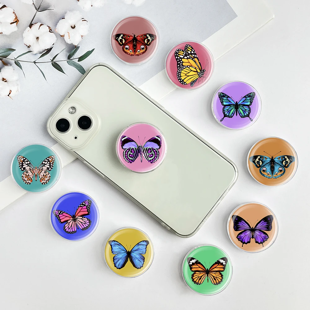 

Butterfly pop-up phone socket foldable phone holder epoxy resin glossy phone grip suitable for iPhone Samsung Google Xiaomi